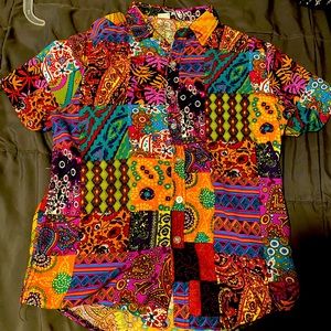 Super color short sleeve button up shirt